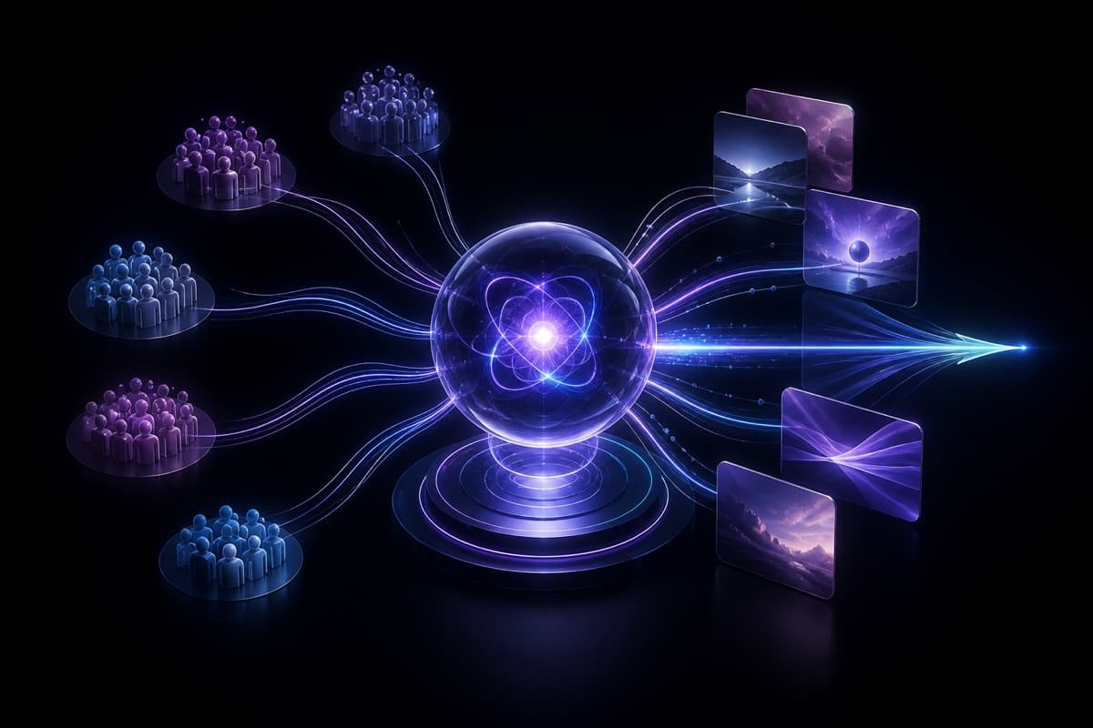 AI campaign engine connecting audience groups to optimized advertising creative